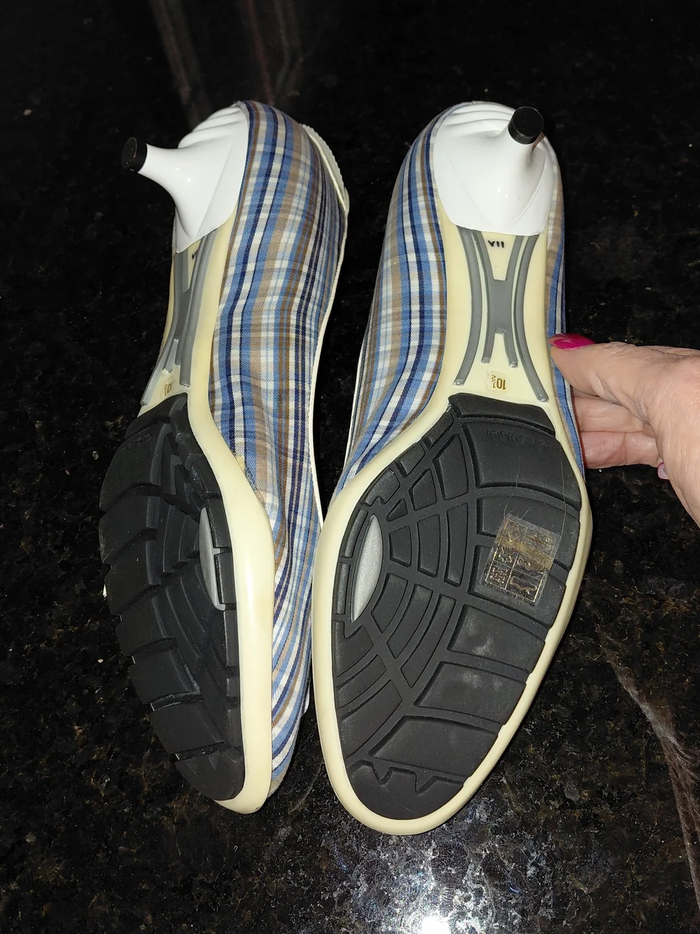 Casadei Blue Striped Ballet Flats with Bow